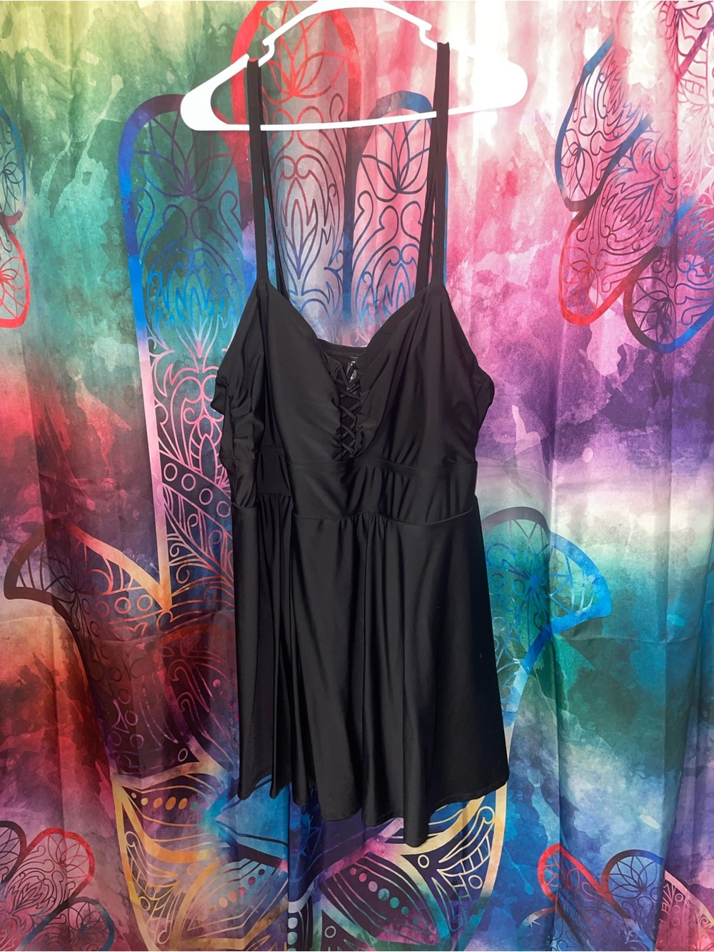 Torrid Black Lace-Up Swim Dress